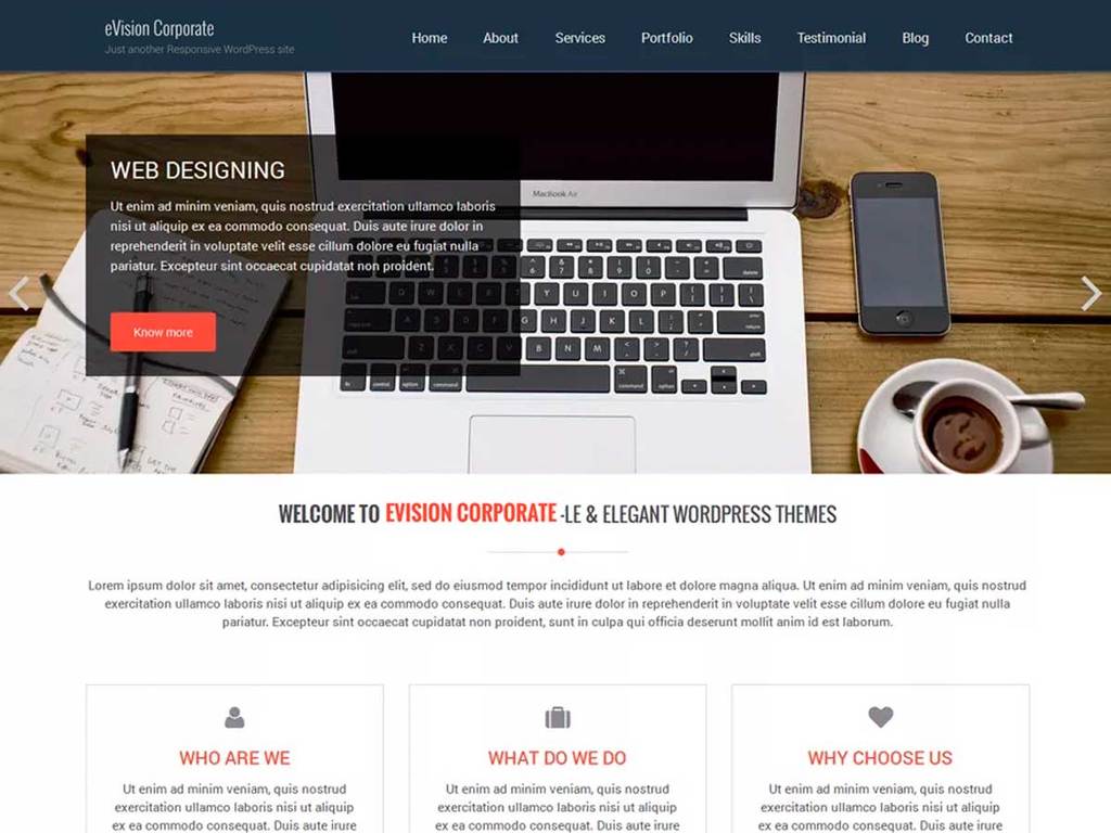 eVision corporate theme screenshot