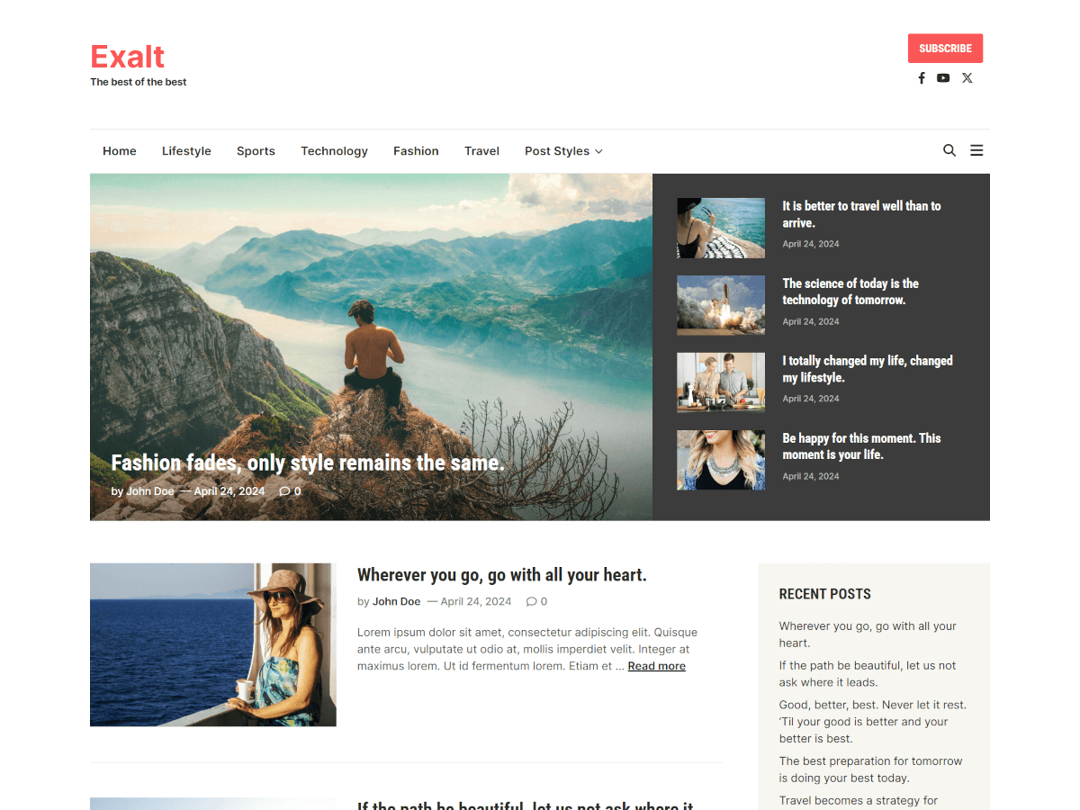 Exalt theme screenshot