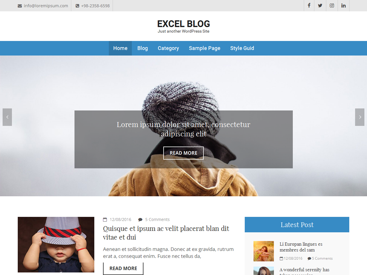 Excel Blog theme screenshot