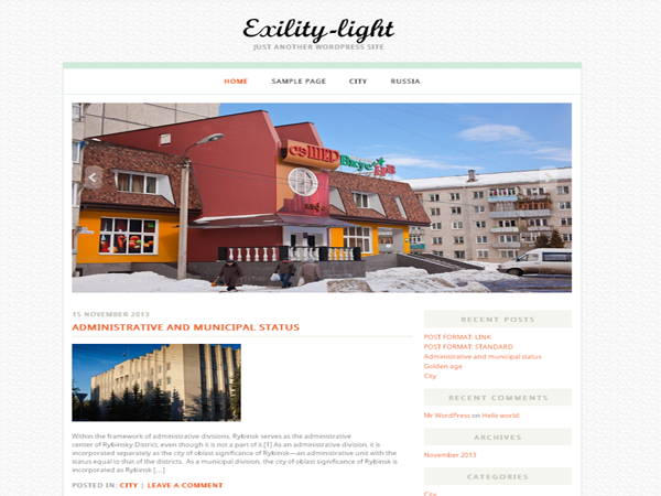 Exility-light theme screenshot