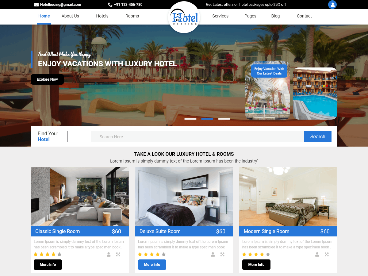 Expert Hotel Booking theme screenshot