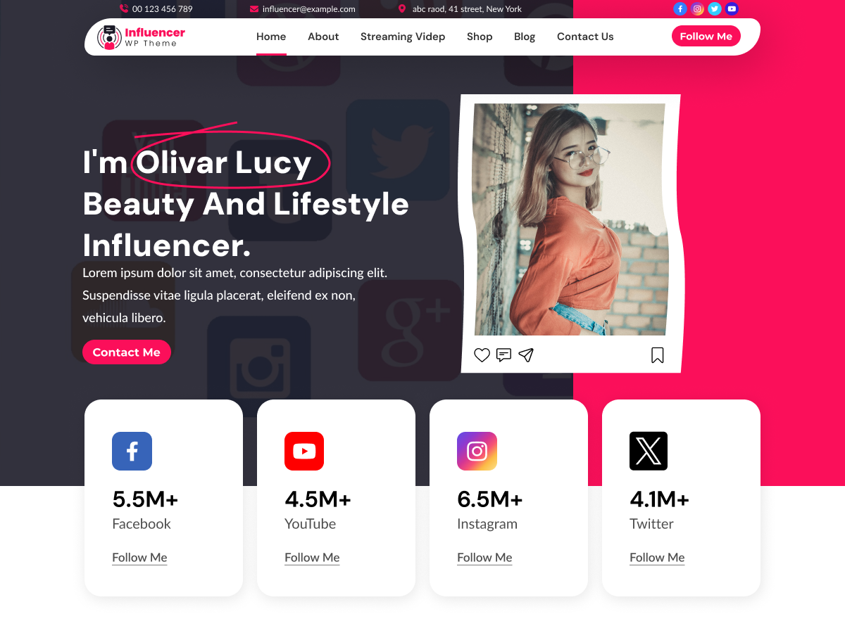 Expert Influencer Agency theme screenshot