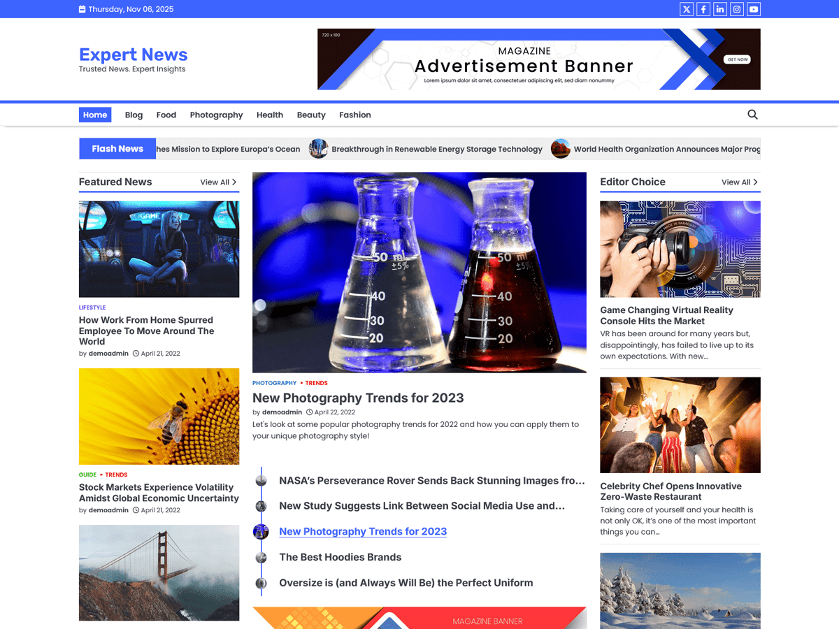 Expert News theme screenshot