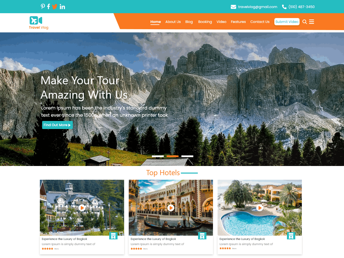 Expert Travel Vlogger theme screenshot