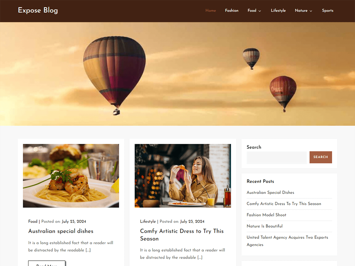 Expose Blog theme screenshot