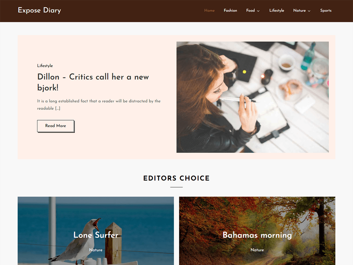 Expose Diary theme screenshot
