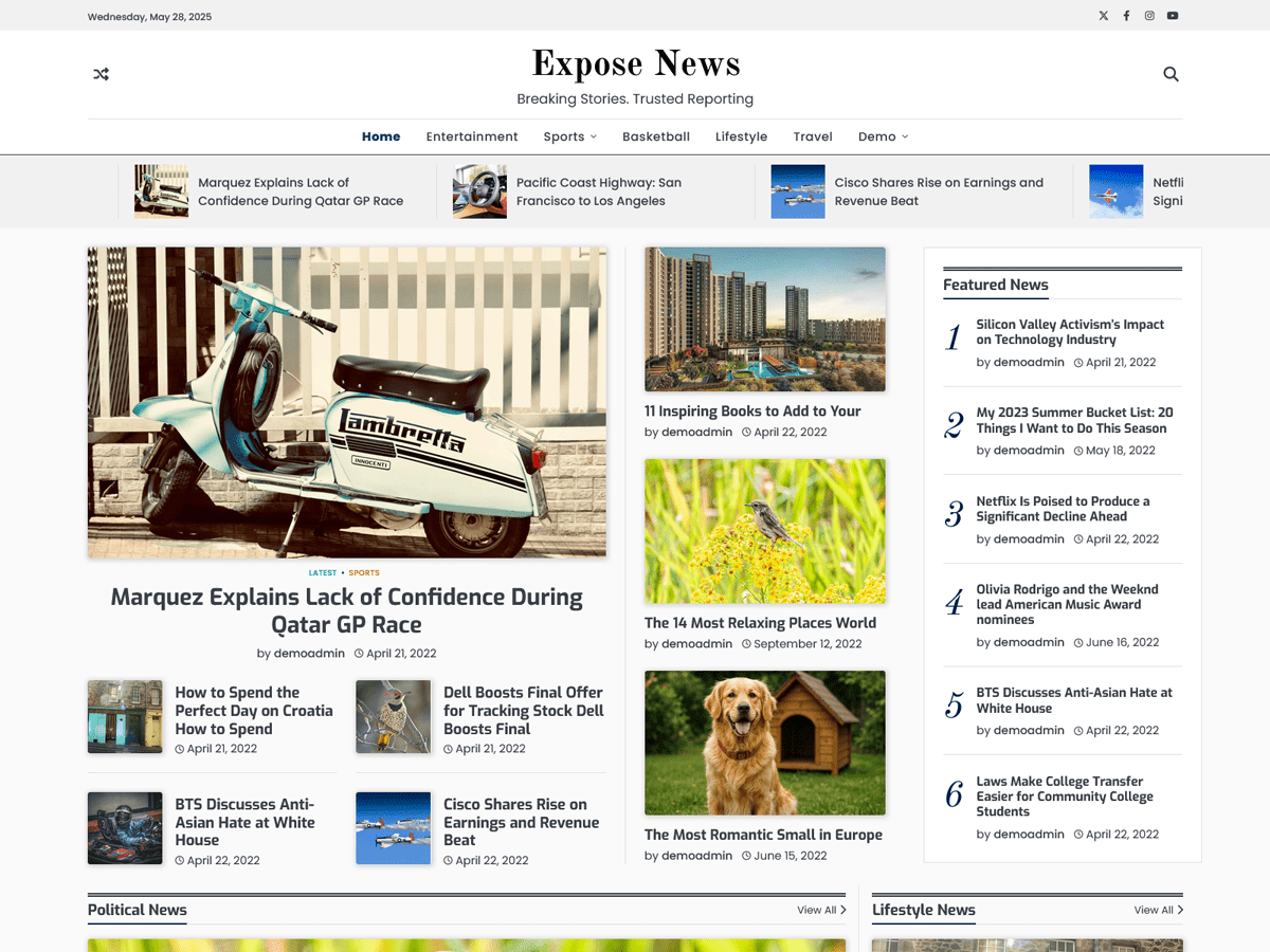 Expose News theme screenshot