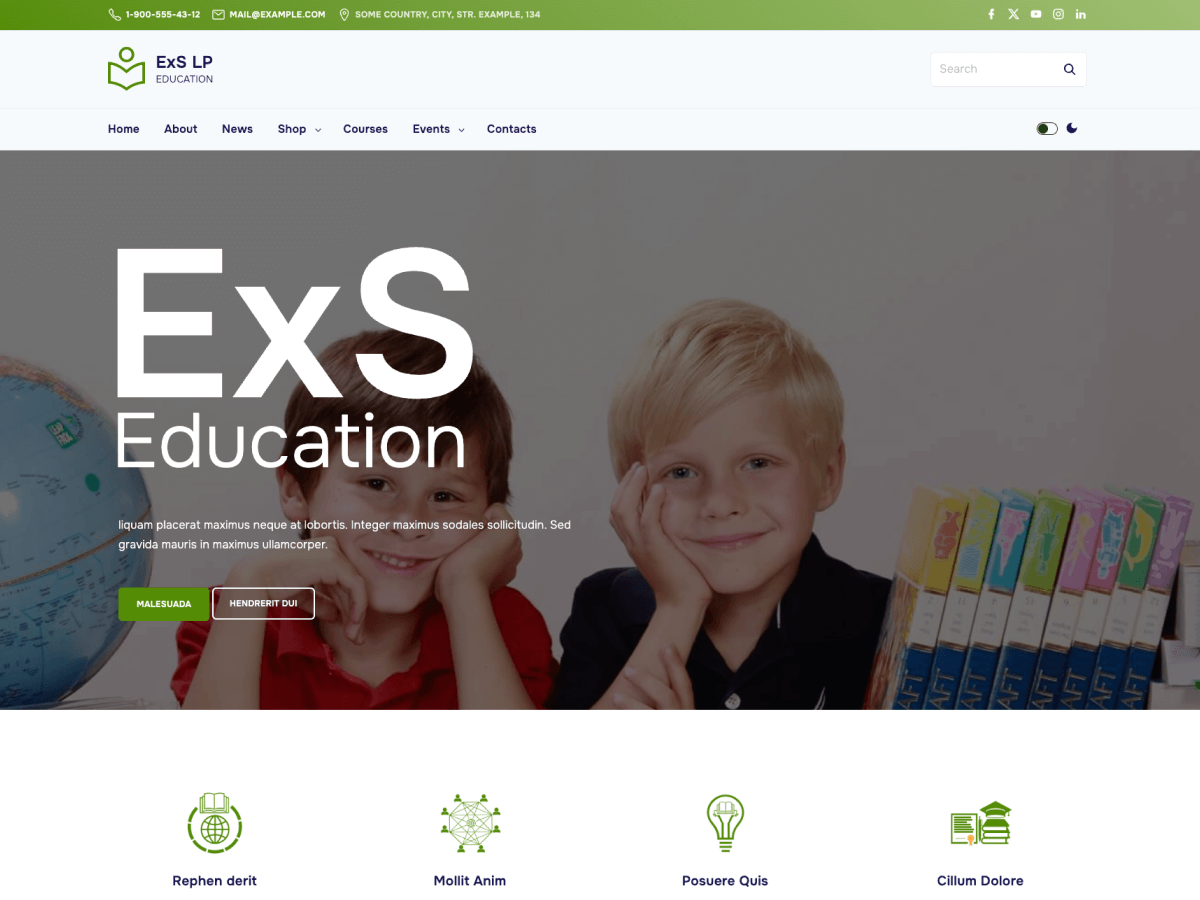 ExS Education theme screenshot