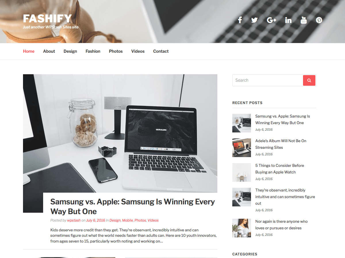 Fashify theme screenshot