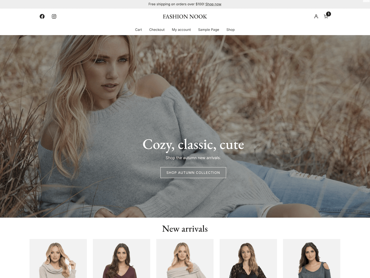 Fashion Nook theme screenshot