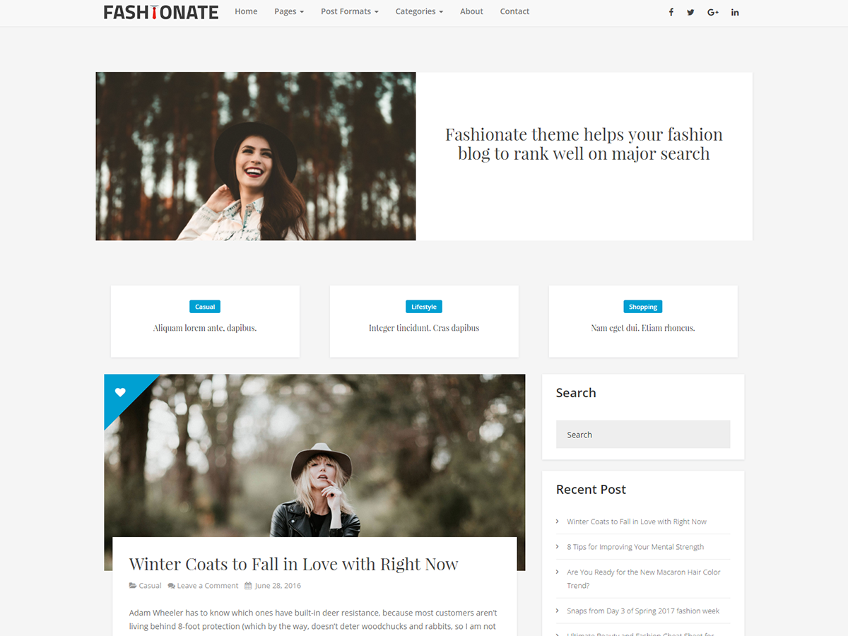 Fashionate theme screenshot