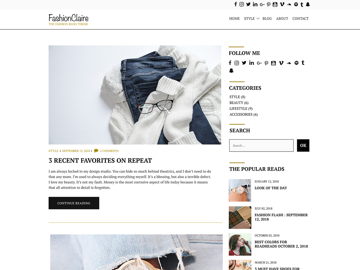 fashionclaire theme screenshot