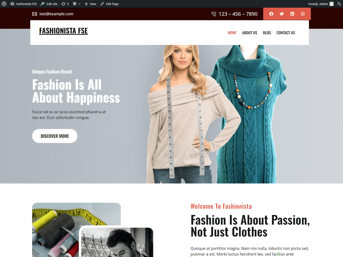 Fashionista FSE theme screenshot