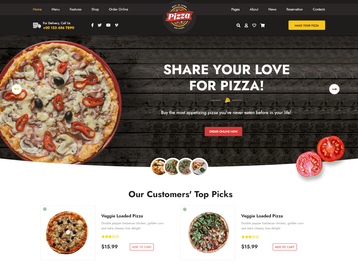 Fast Food Pizza theme screenshot