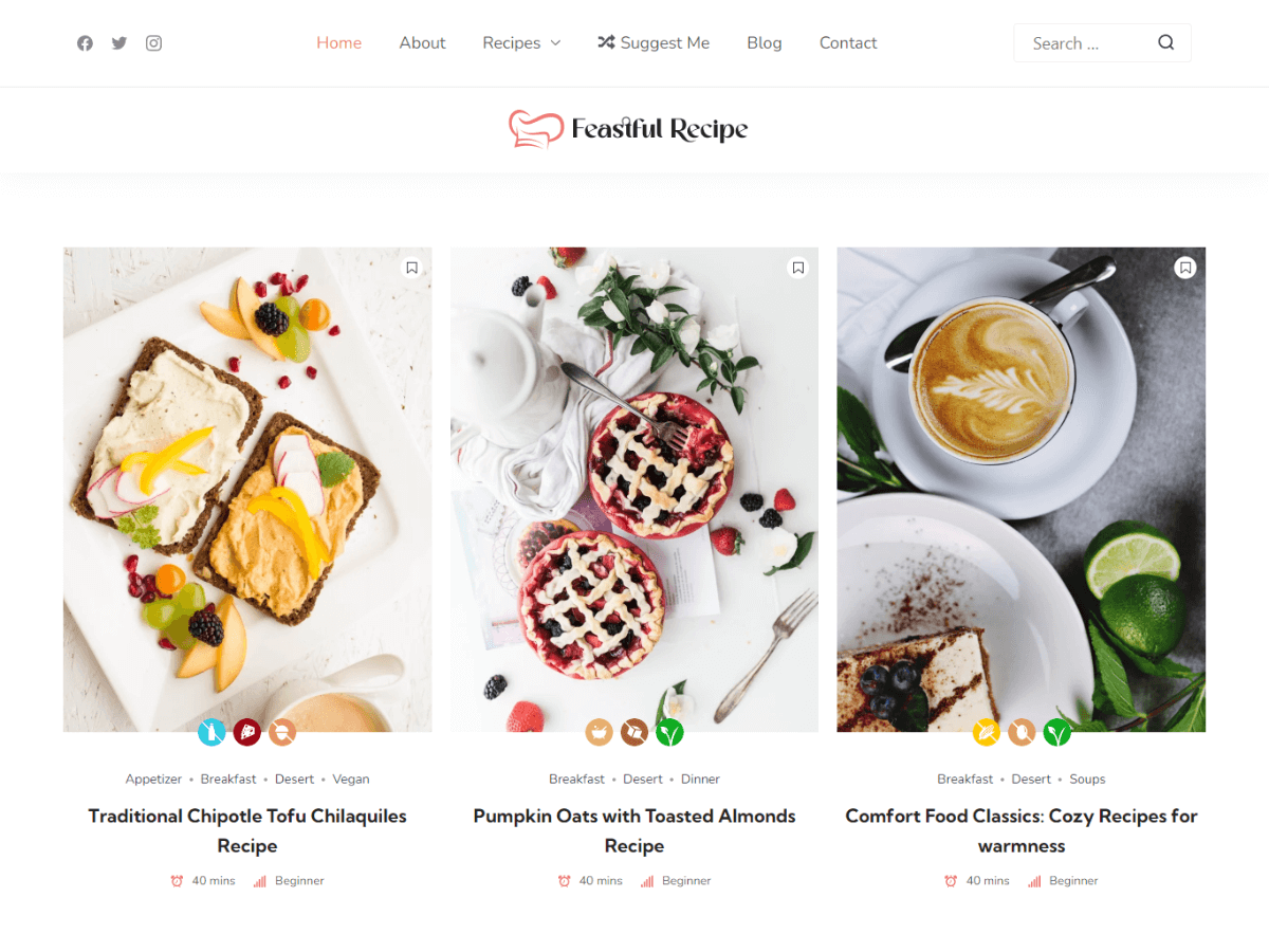 Feastful Recipe theme screenshot