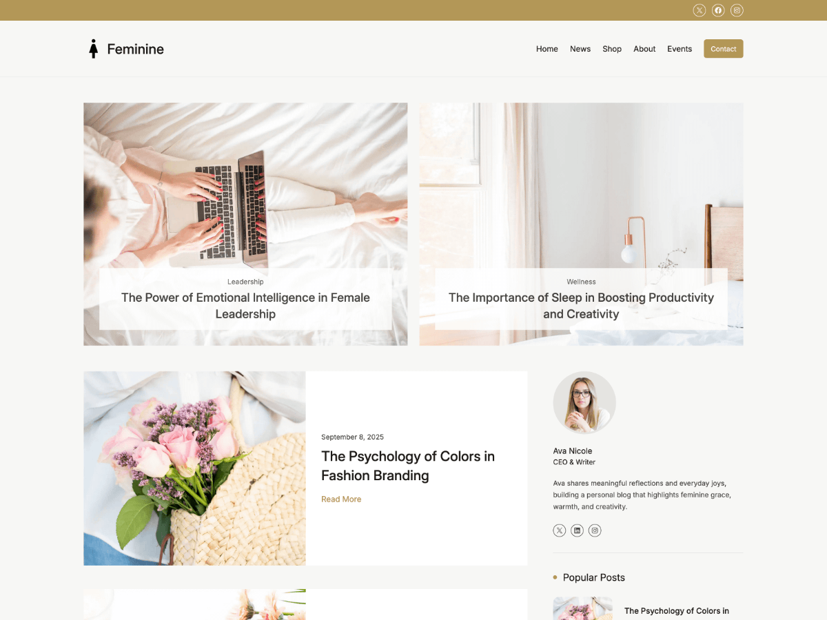 Feminine Blog FSE theme screenshot