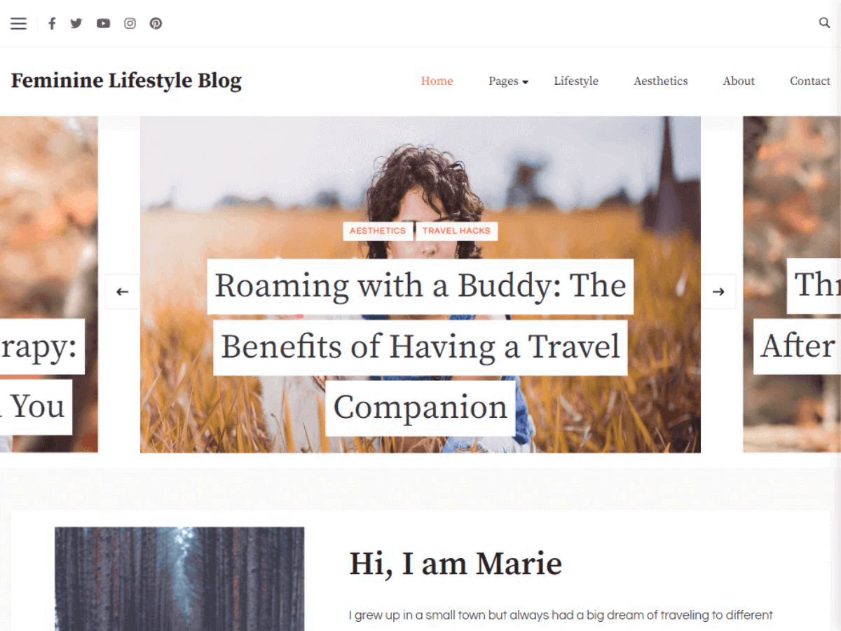 Feminine Lifestyle Blog theme screenshot