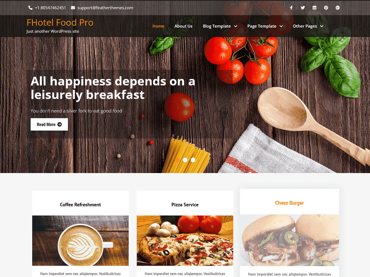 FHotel Food Lite theme screenshot
