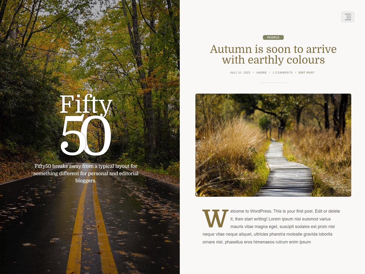 Fifty50 theme screenshot