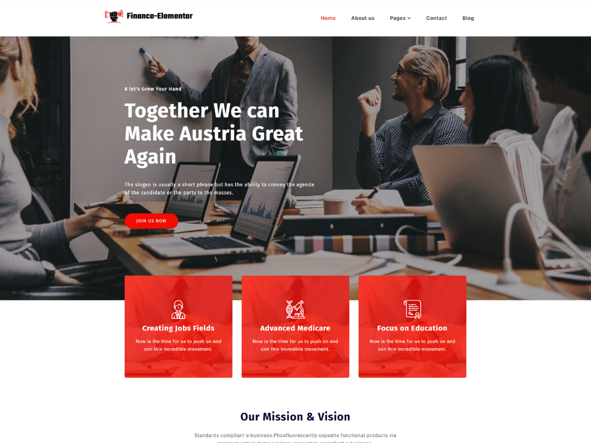 Finance Elementor theme screenshot