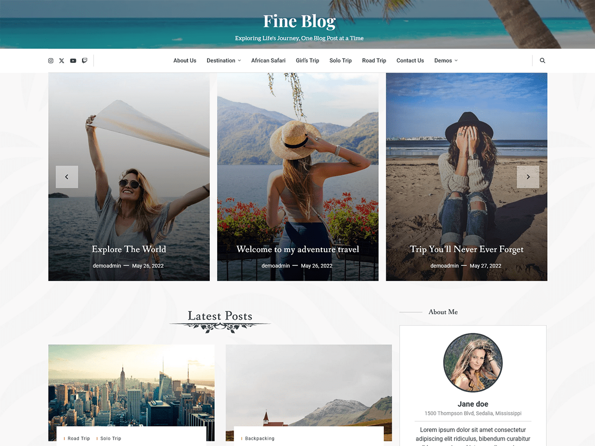 Fine Blog theme screenshot