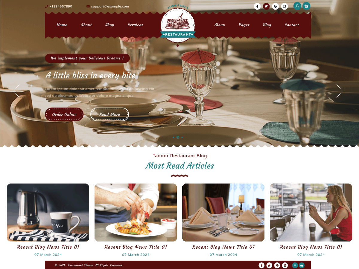 Fine Dining Restaurant theme screenshot