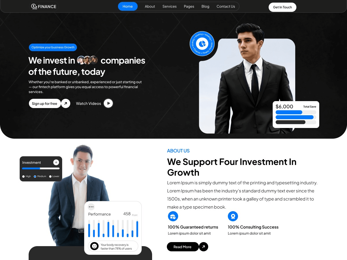 Finix Investment Firm theme screenshot