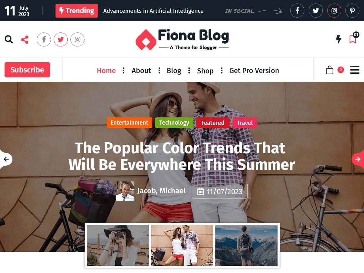 Fiona Blog theme screenshot