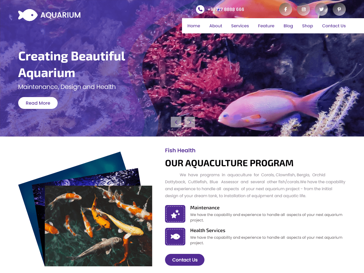 Fish Aquarium Shop theme screenshot
