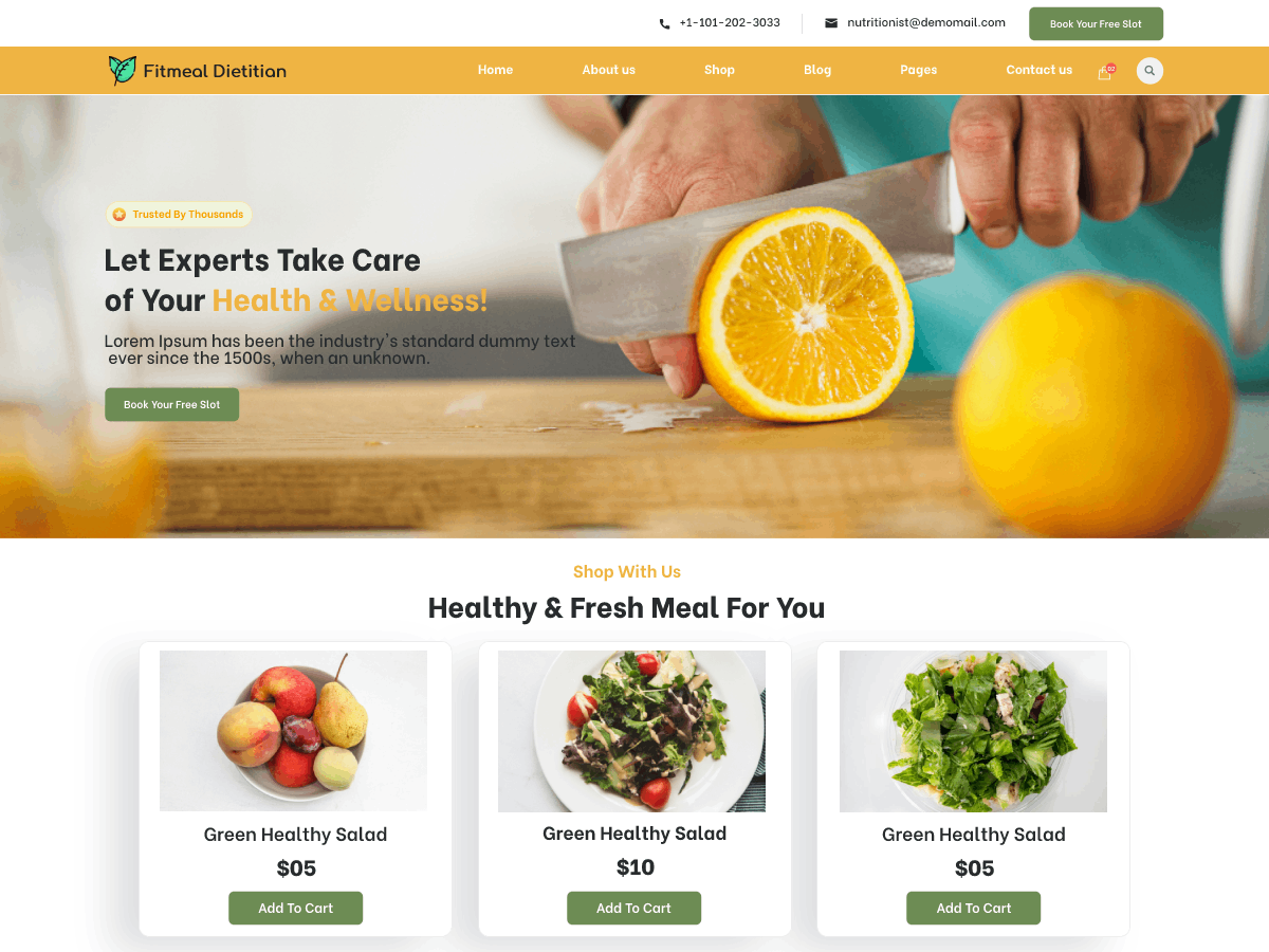 Fitmeal Dietitian theme screenshot