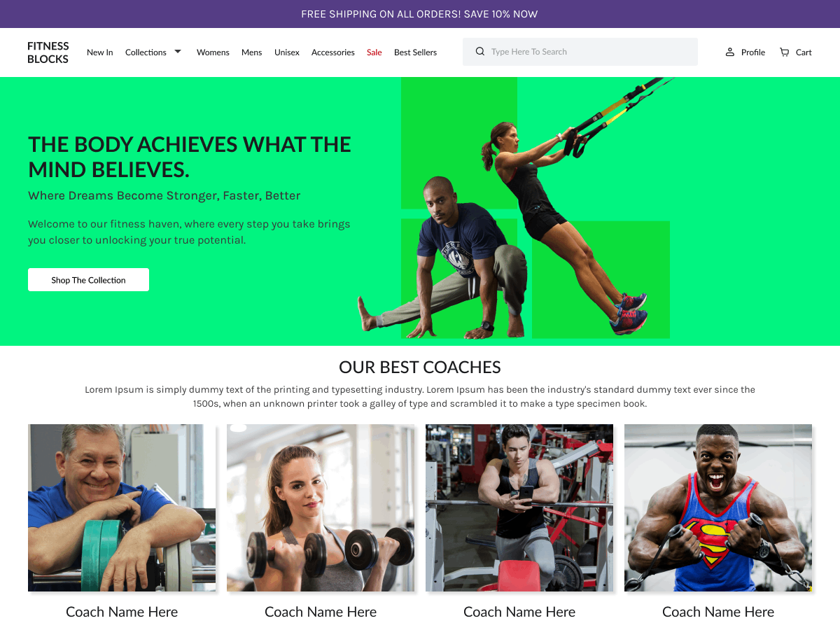 Fitness Blocks theme screenshot