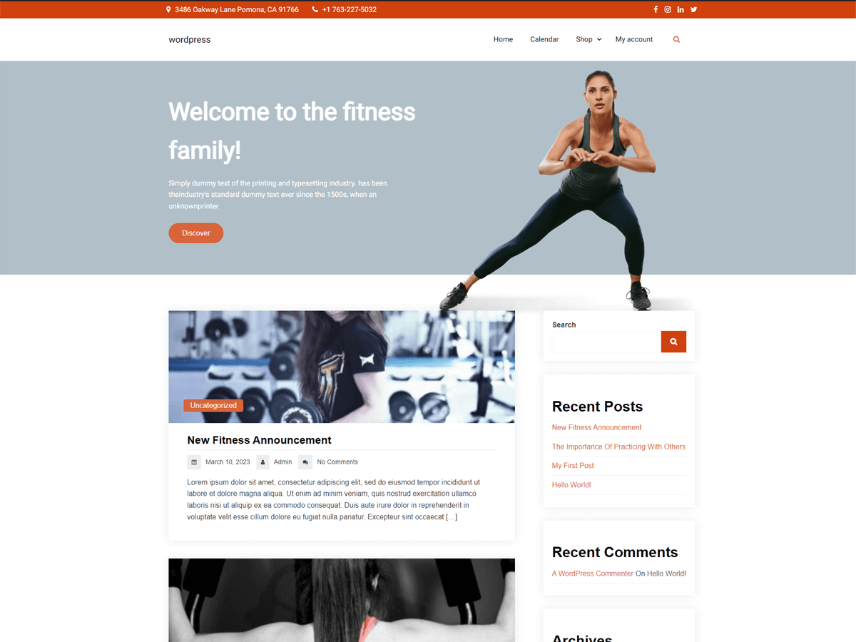 Fitness Blog theme screenshot