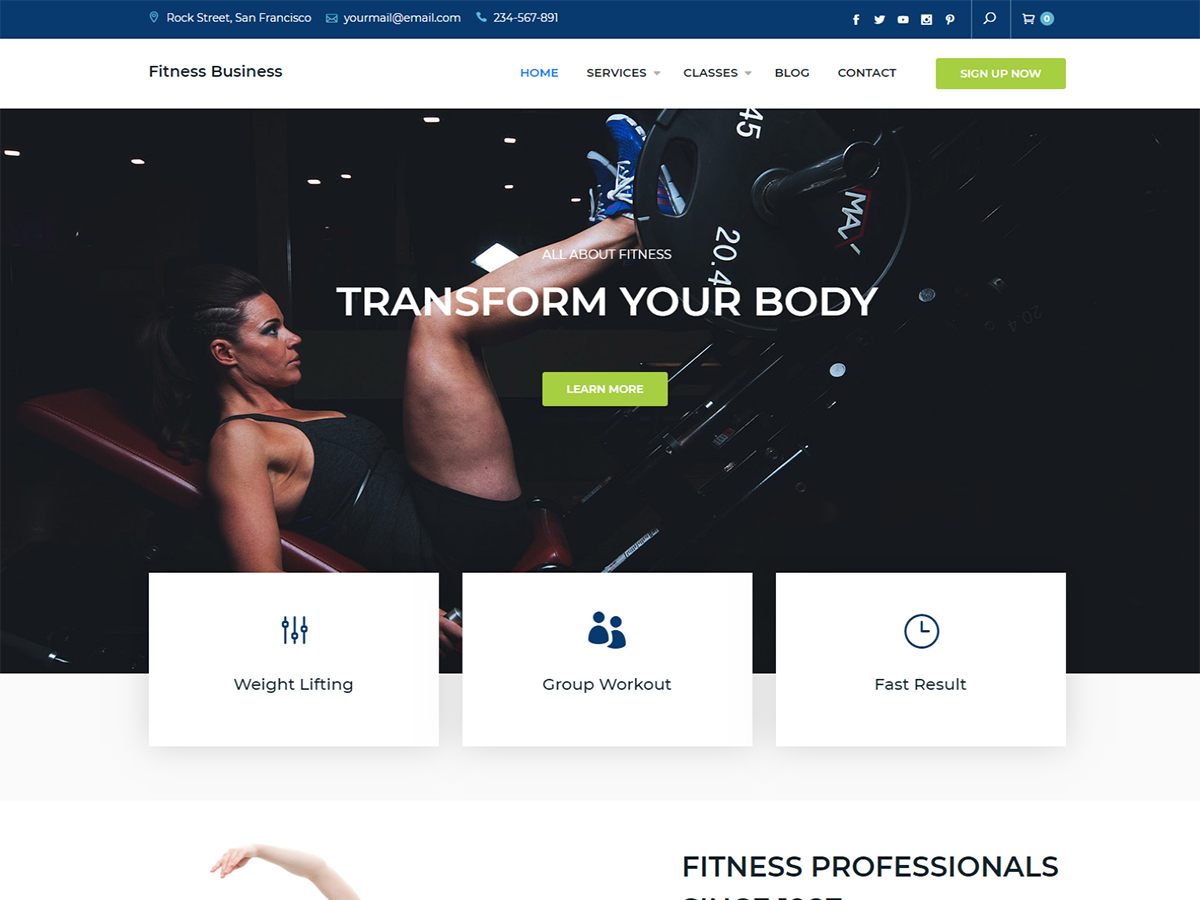 Fitness Business theme screenshot
