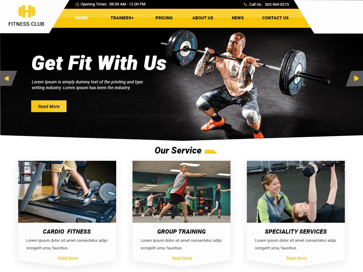 Fitness Club Gym theme screenshot
