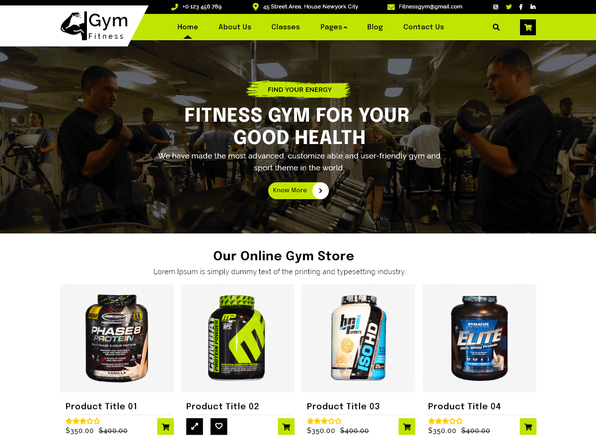 Fitness Elementor theme screenshot