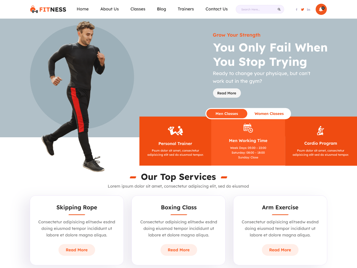 Fitness Exercise Hub theme screenshot