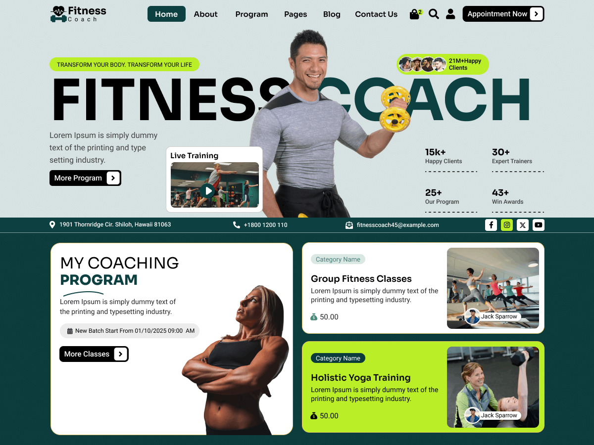 Fitness Gym Coach theme screenshot