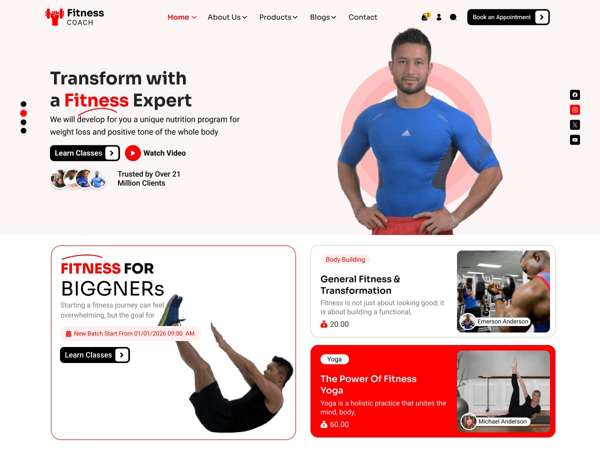 Fitness Instructor theme screenshot