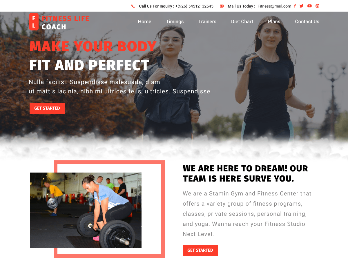 Fitness Life Coach theme screenshot