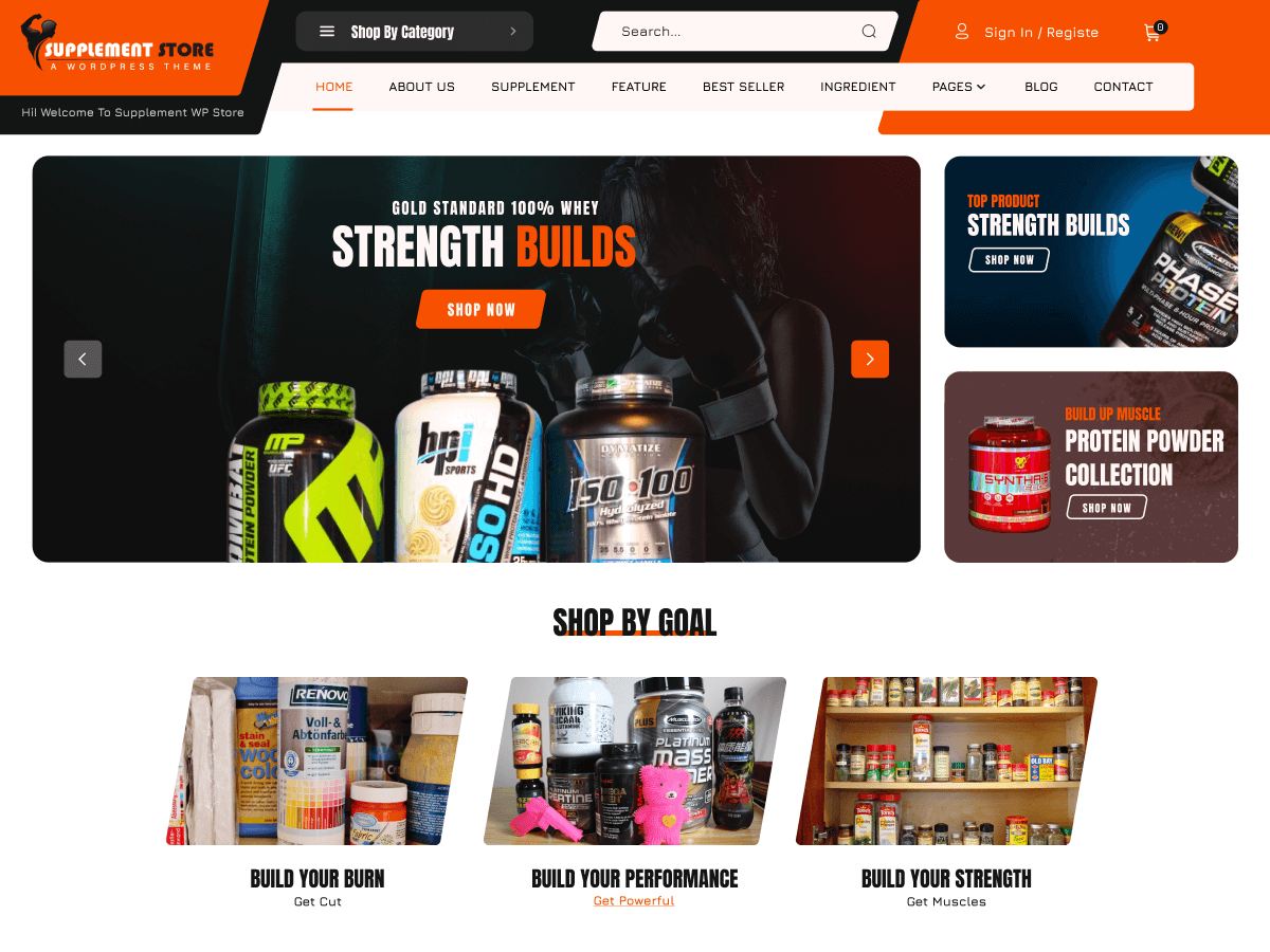 Fitness Supplement Store theme screenshot