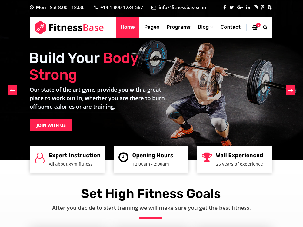 FitnessBase theme screenshot