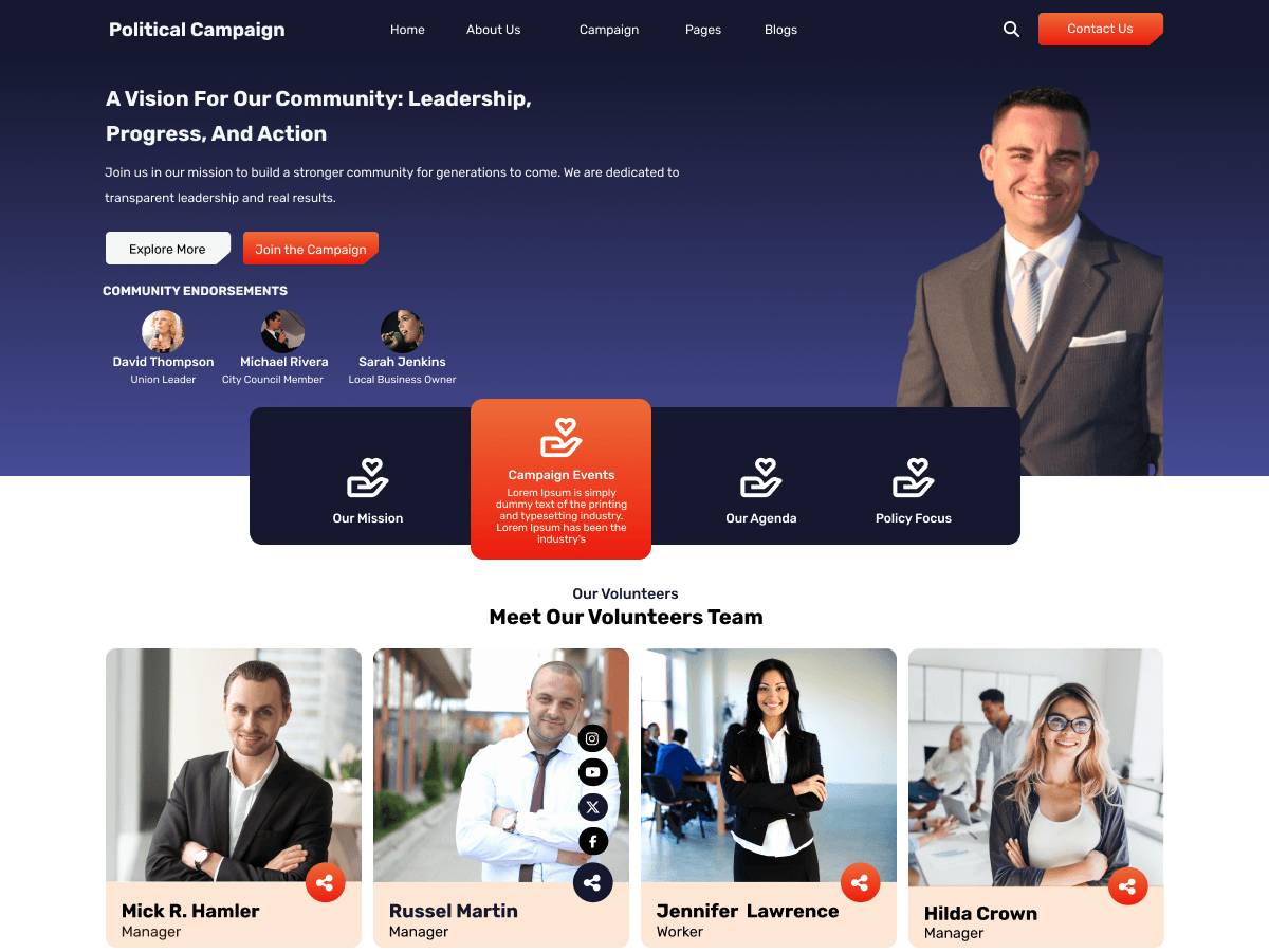 Flex Political Candidate theme screenshot