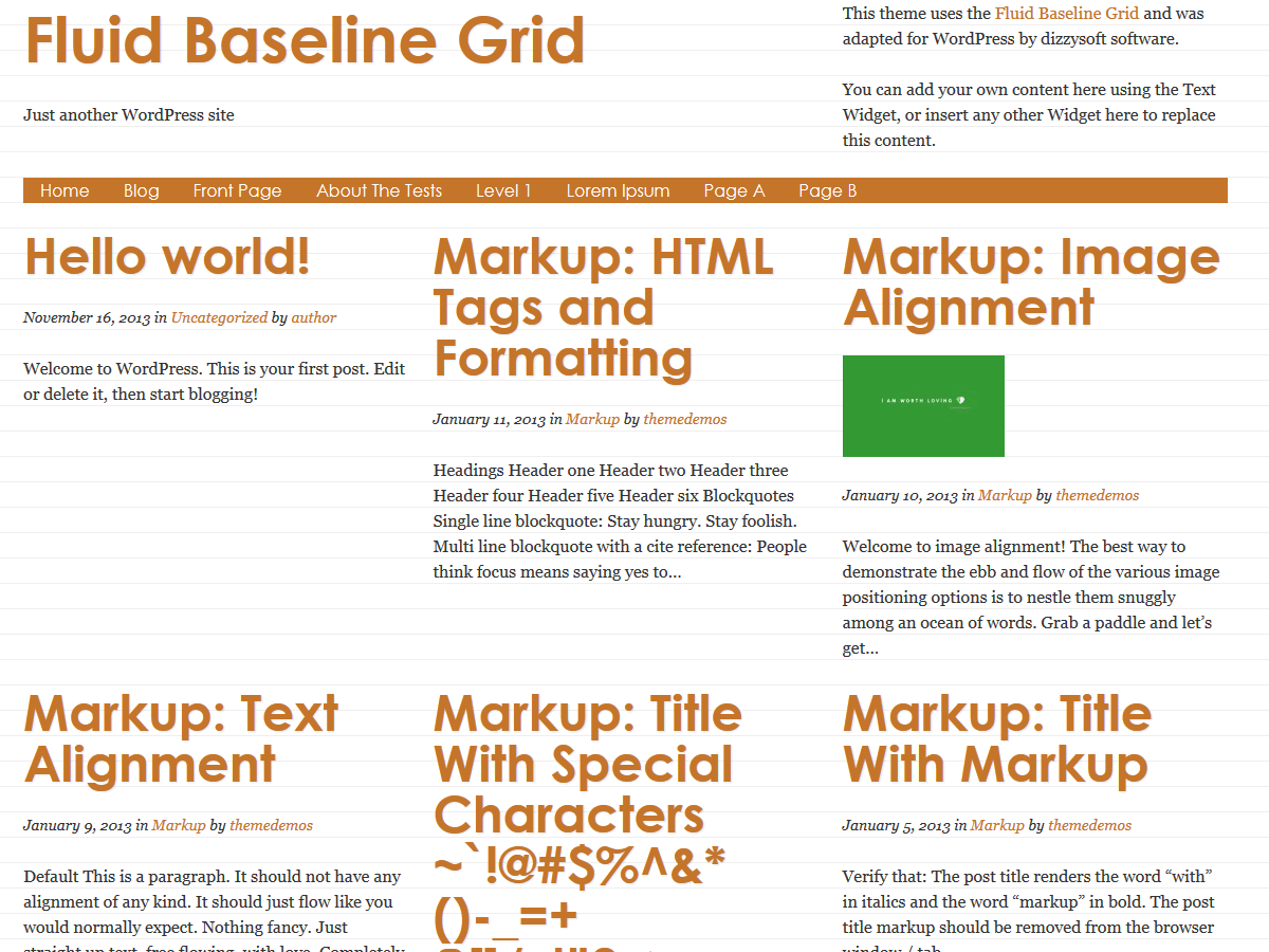 Fluid Baseline Grid theme screenshot