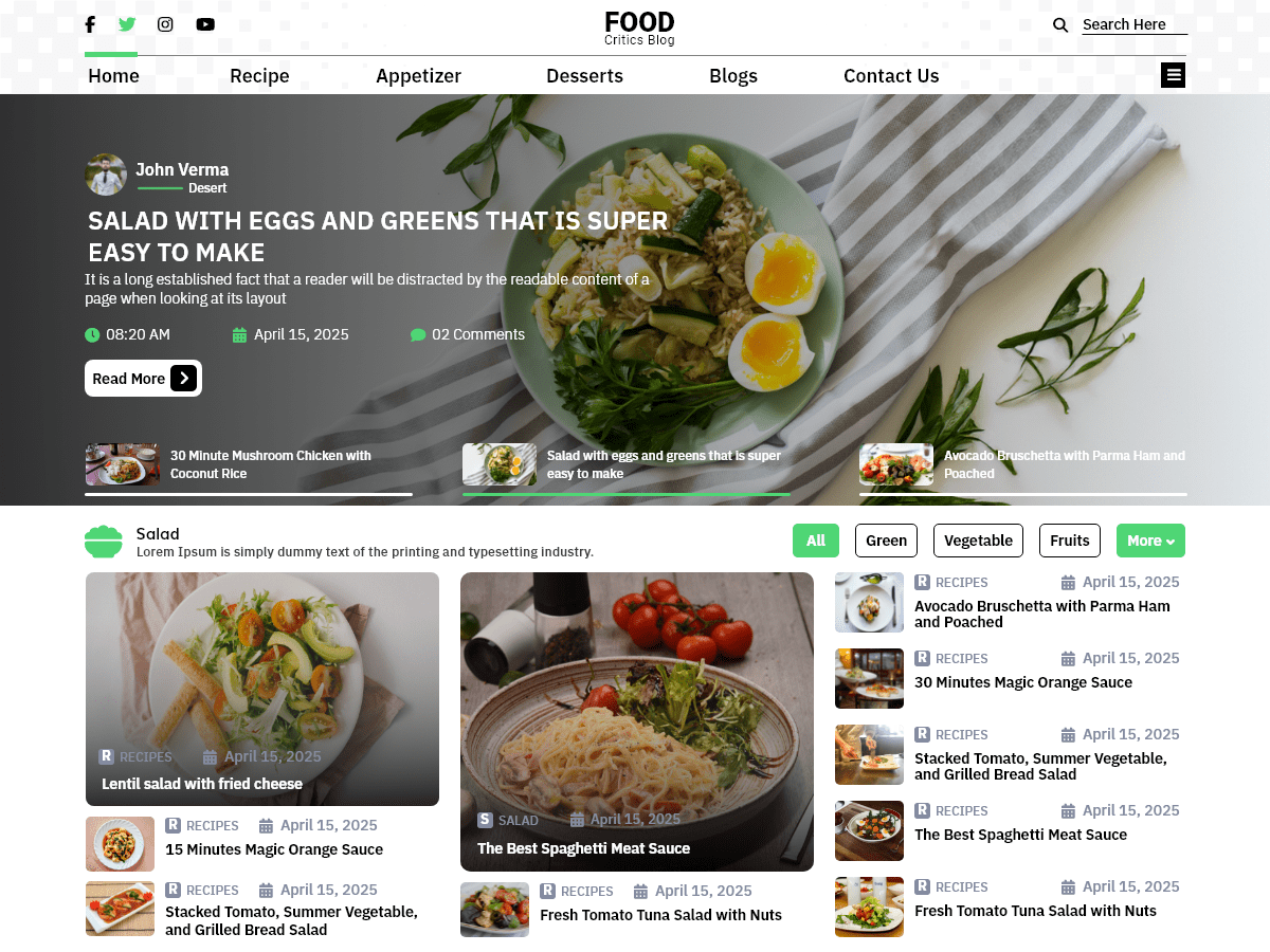 Food Critic Blogs theme screenshot