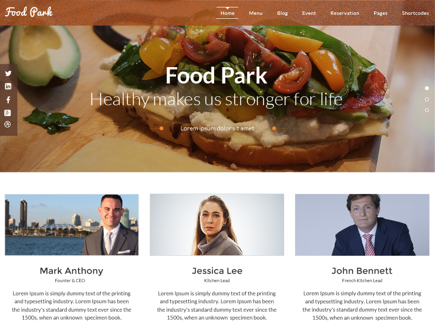 Food Park theme screenshot