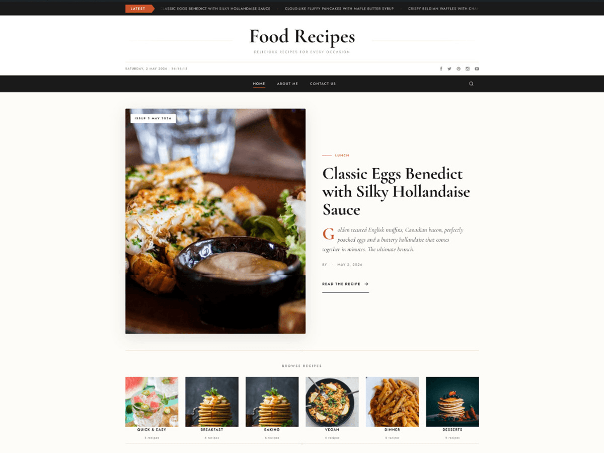 Food Recipes theme screenshot