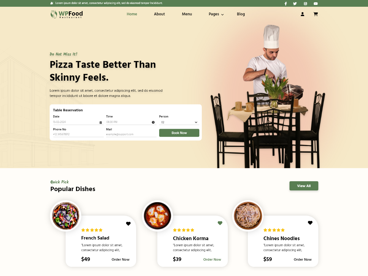 Food Restaurant Elementor theme screenshot