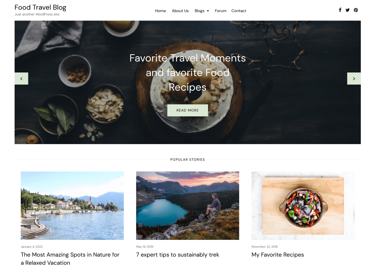 Food Travel Blog theme screenshot