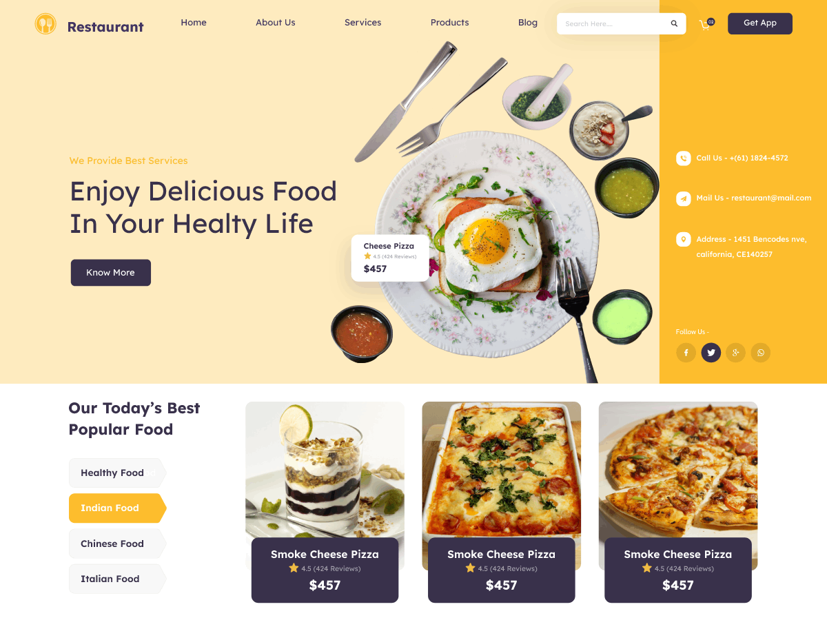 Foodie Restaurant theme screenshot