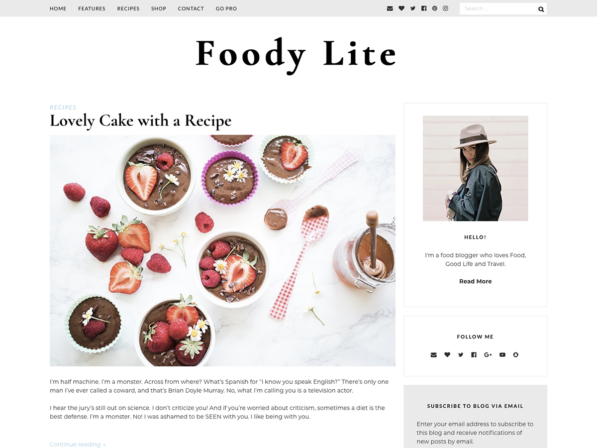 FoodyLite theme screenshot